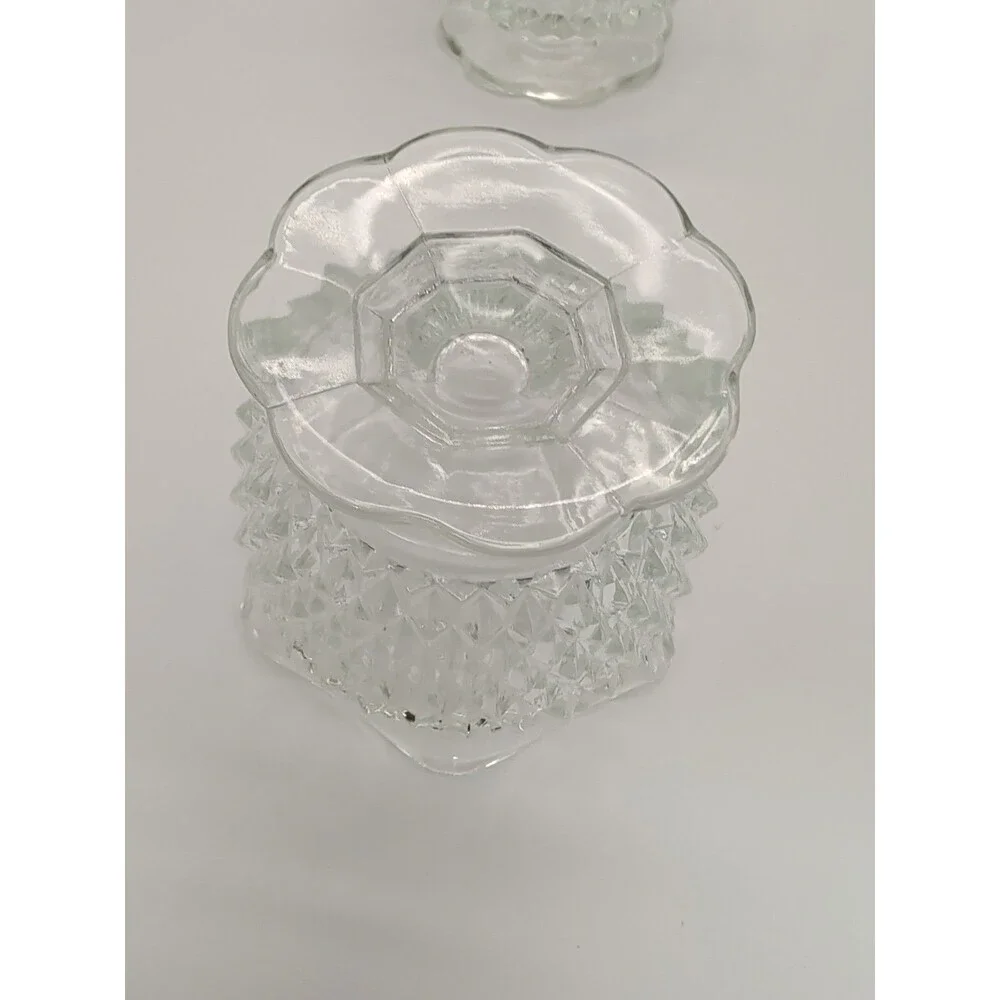 Indiana Glass Diamond Point Small Pedestal Bowl Mayonnaise Bowls Or Dessert Cups
